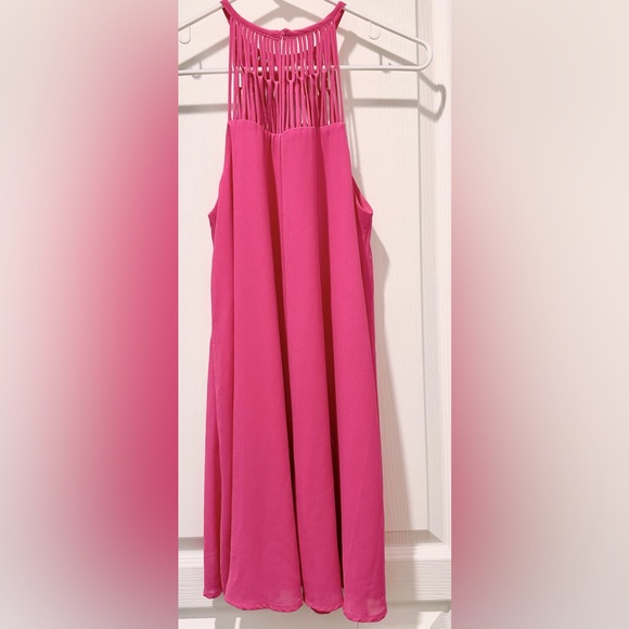 Lulu's Tell Me Sleeveless Fuchsia Mini Swing Dress TB3 - Picture 7 of 8
